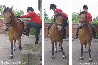mounting a horse